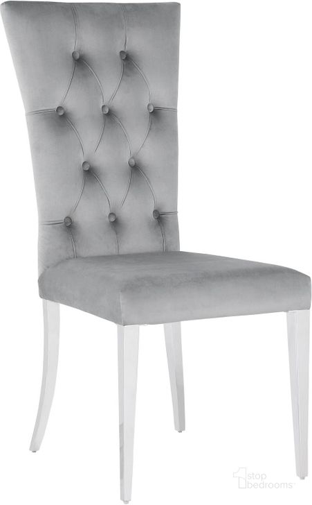 The appearance of Kerwin Tufted Upholstered Side Chair Set Of 2 Grey and Chrome designed by Coaster in the modern / contemporary interior design. This grey piece of furniture  was selected by 1StopBedrooms from Kerwin Collection to add a touch of cosiness and style into your home. Sku: 111103. Product Type: Side Chair. Material: Stainless Steel. Image1