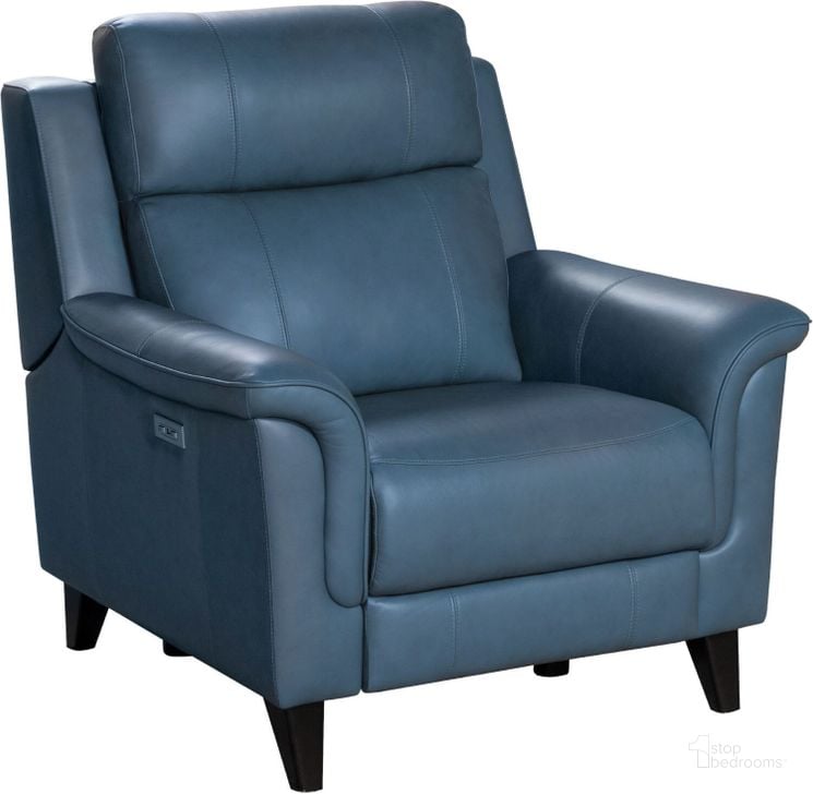 The appearance of Kester Power Recliner in Masen Bluegray Leather designed by BarcaLounger in the transitional interior design. This blue grey piece of furniture  was selected by 1StopBedrooms from Kester Collection to add a touch of cosiness and style into your home. Sku: 9PH3716372744. Material: Leather. Product Type: Power Reclining. Image1