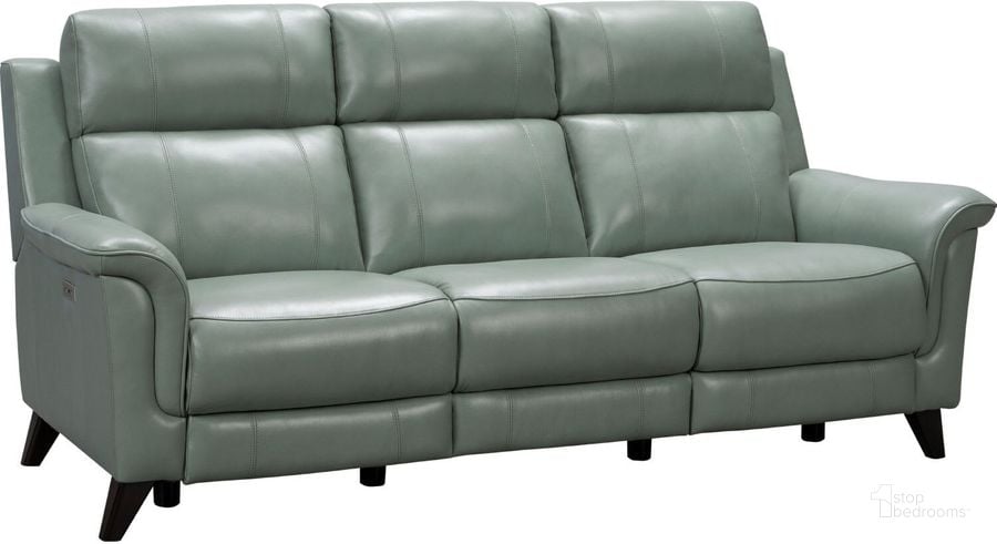 The appearance of Kester Power Reclining Sofa in Lorenzo Mint Leather designed by BarcaLounger in the transitional interior design. This mint piece of furniture  was selected by 1StopBedrooms from Kester Collection to add a touch of cosiness and style into your home. Sku: 39PH3716372945. Material: Leather. Product Type: Reclining Sofa. Image1