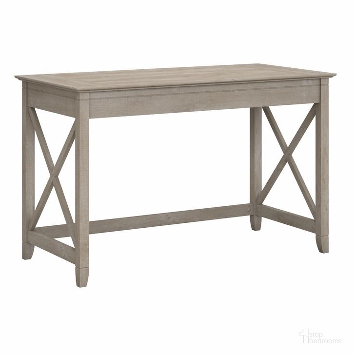 The appearance of Key West Washed Gray 48 Writing Desk designed by Bush Furniture in the transitional interior design. This washed grey piece of furniture  was selected by 1StopBedrooms from Key West Collection to add a touch of cosiness and style into your home. Sku: KWD148WG-03. Material: Wood. Product Type: Writing Desk.