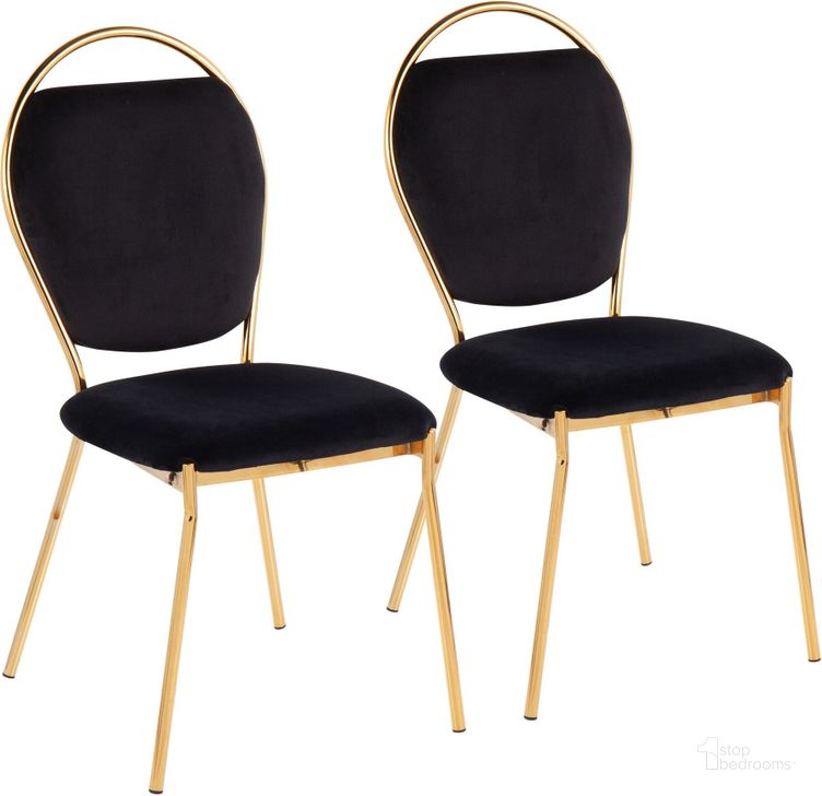 The appearance of Keyhole Dining Chair Set of 2 in Gold Metal and Black Velvet designed by Lumisource in the modern / contemporary interior design. This black velvet piece of furniture  was selected by 1StopBedrooms from Keyhole Collection to add a touch of cosiness and style into your home. Sku: DC-KEY AUVBK2. Material: Metal. Product Type: Dining Chair. Image1