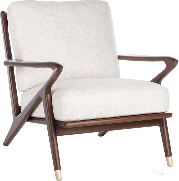The appearance of Killian Mid-Century Chair In Cream designed by Safavieh Couture in the transitional interior design. This cream piece of furniture  was selected by 1StopBedrooms from Killian Collection to add a touch of cosiness and style into your home. Sku: SFV9015A. Material: Wood. Product Type: Accent Chair. Image1