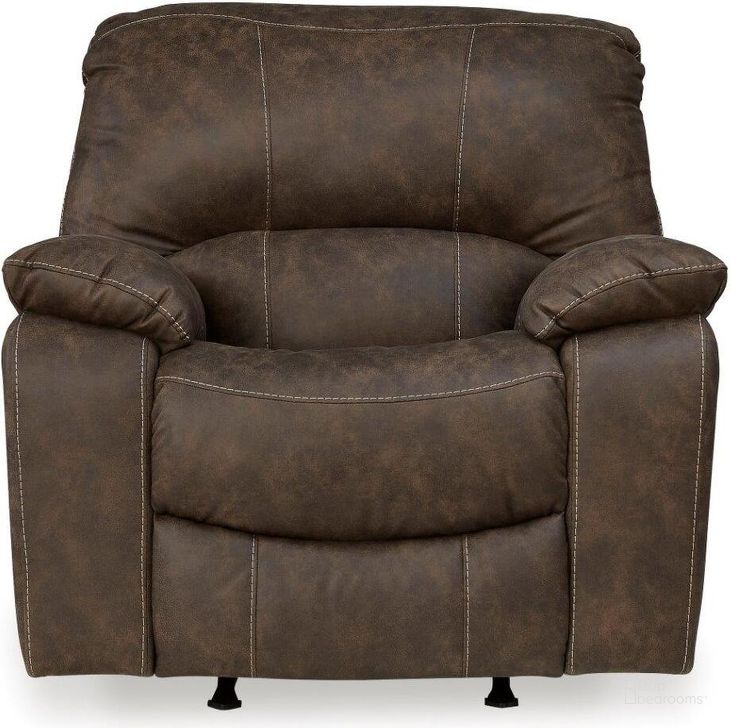 The appearance of Kilmartin Rocker Recliner In Chocolate designed by Signature Design by Ashley in the modern / contemporary interior design. This chocolate piece of furniture  was selected by 1StopBedrooms from Kilmartin Collection to add a touch of cosiness and style into your home. Sku: 4240425. Material: Fabric. Product Type: Rocker Recliner. Image1