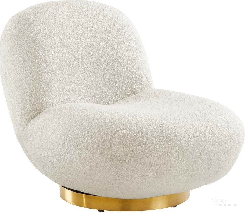 The appearance of Kindred Upholstered Fabric Swivel Chair In Gold Ivory designed by Modway in the modern / contemporary interior design. This gold ivory piece of furniture  was selected by 1StopBedrooms from Kindred Collection to add a touch of cosiness and style into your home. Sku: EEI-5485-GLD-IVO. Material: Wood. Product Type: Accent Chair. Image1