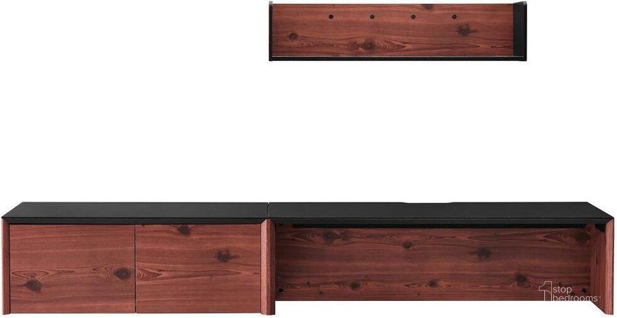 The appearance of Kinetic 49 Inch Wall Mount Office Desk With Cabinet And Shelf In Black Cherry designed by Modway in the modern / contemporary interior design. This black cherry piece of furniture  was selected by 1StopBedrooms from Kinetic Collection to add a touch of cosiness and style into your home. Sku: EEI-6312-BLK-CHE. Material: Wood. Product Type: Accent Cabinet. Image1
