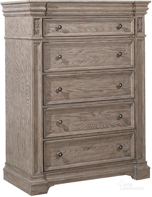 The appearance of Kingsbury Drawer Chest designed by Pulaski in the transitional interior design. This gray piece of furniture  was selected by 1StopBedrooms from Kingsbury Collection to add a touch of cosiness and style into your home. Sku: P167124. Product Type: Chest. Material: Rubberwood. Image1