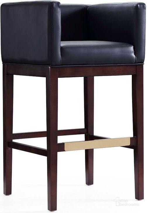 The appearance of Kingsley Barstool in Black and Dark Walnut designed by Manhattan Comfort in the transitional interior design. This black piece of furniture  was selected by 1StopBedrooms from Kingsley Collection to add a touch of cosiness and style into your home. Sku: BS012-BK. Material: Wood. Product Type: Barstool. Image1
