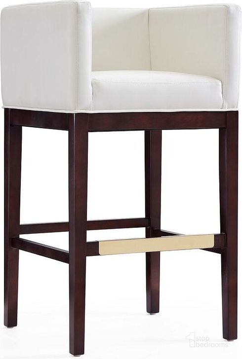 The appearance of Kingsley Barstool in Ivory and Dark Walnut designed by Manhattan Comfort in the transitional interior design. This ivory piece of furniture  was selected by 1StopBedrooms from Kingsley Collection to add a touch of cosiness and style into your home. Sku: BS012-IV. Material: Wood. Product Type: Barstool. Image1