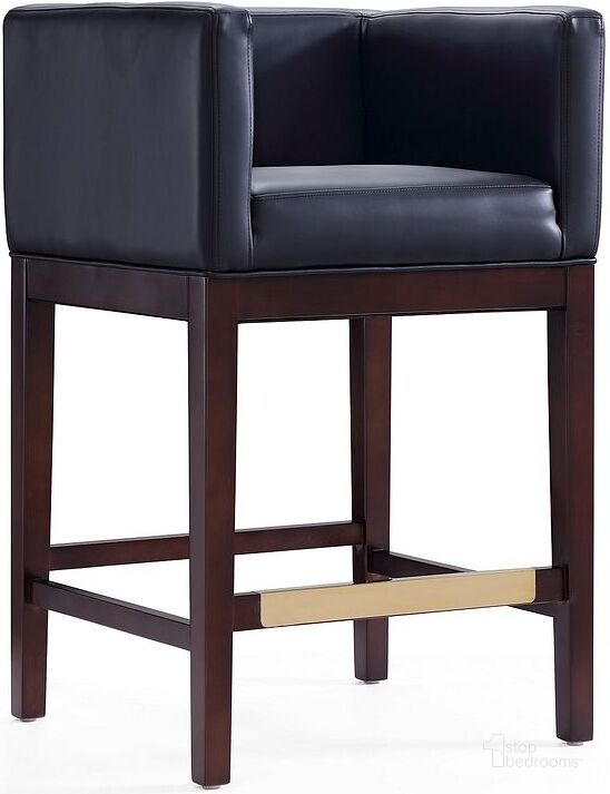 The appearance of Kingsley Counter Stool in Black and Dark Walnut designed by Manhattan Comfort in the transitional interior design. This walnut and black piece of furniture  was selected by 1StopBedrooms from Kingsley Collection to add a touch of cosiness and style into your home. Sku: CS005-BK. Material: Wood. Product Type: Barstool. Image1
