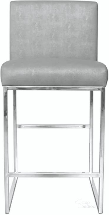The appearance of Kingston Gray Faux Shagreen And Nickel Counter Height Stool designed by Worlds Away in the modern / contemporary interior design. This gray piece of furniture  was selected by 1StopBedrooms from Kingston Collection to add a touch of cosiness and style into your home. Sku: KINGSTON NGRY. Material: Metal. Product Type: Barstool. Image1