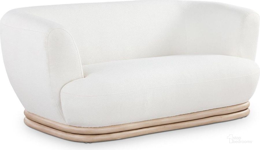 The appearance of Kipton Cream Boucle Fabric Loveseat designed by Meridian in the modern / contemporary interior design. This cream piece of furniture  was selected by 1StopBedrooms from Kipton Collection to add a touch of cosiness and style into your home. Sku: 648Cream-L. Product Type: Loveseat. Material: Rubberwood. Image1