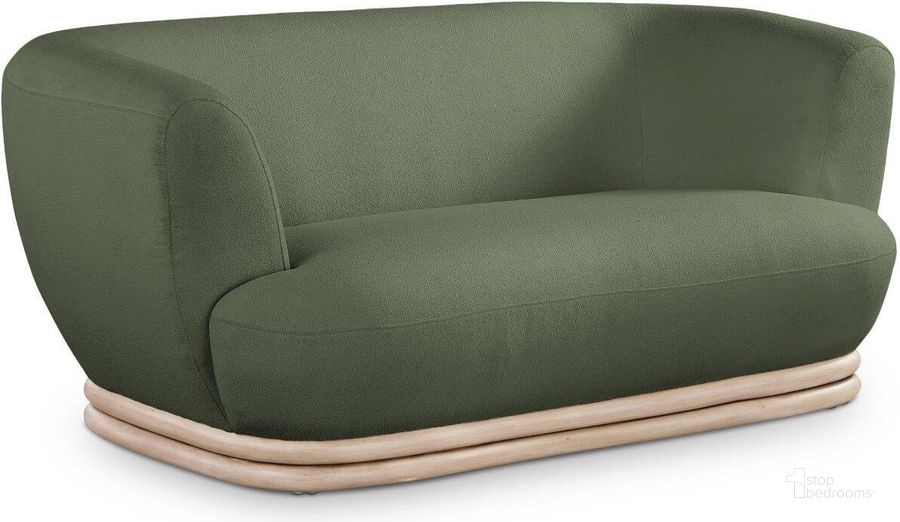 The appearance of Kipton Green Boucle Fabric Loveseat designed by Meridian in the modern / contemporary interior design. This green piece of furniture  was selected by 1StopBedrooms from Kipton Collection to add a touch of cosiness and style into your home. Sku: 648Green-L. Product Type: Loveseat. Material: Rubberwood. Image1