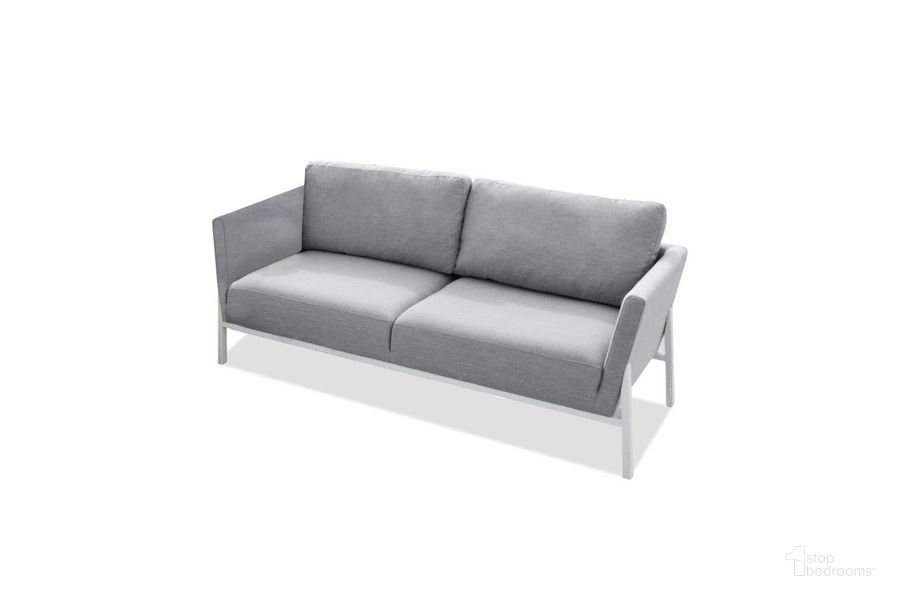 The appearance of Kitsilano Sunbrella Silver Grey Fabric And White Frame Loveseat designed by Mobital in the modern / contemporary interior design. This silver grey piece of furniture  was selected by 1StopBedrooms from Kitsilano Collection to add a touch of cosiness and style into your home. Sku: LOV-KITS-SIGR-. Material: Aluminum. Product Type: Loveseat.