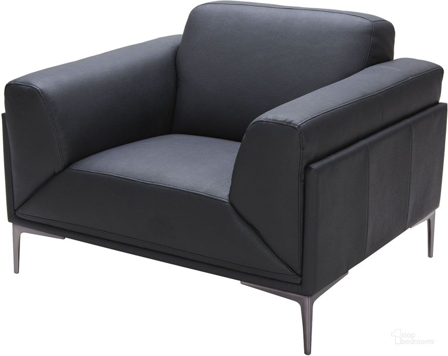 The appearance of Knight Black Leather Chair designed by J&M in the modern / contemporary interior design. This black piece of furniture  was selected by 1StopBedrooms from Knight Collection to add a touch of cosiness and style into your home. Sku: 18249-C. Material: Leather. Product Type: Living Room Chair. Image1