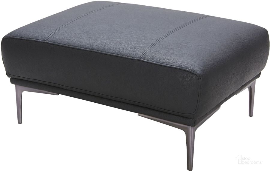 The appearance of Knight Black Leather Ottoman designed by J&M in the modern / contemporary interior design. This black piece of furniture  was selected by 1StopBedrooms from Knight Collection to add a touch of cosiness and style into your home. Sku: 18249-O. Material: Leather. Product Type: Ottoman. Image1