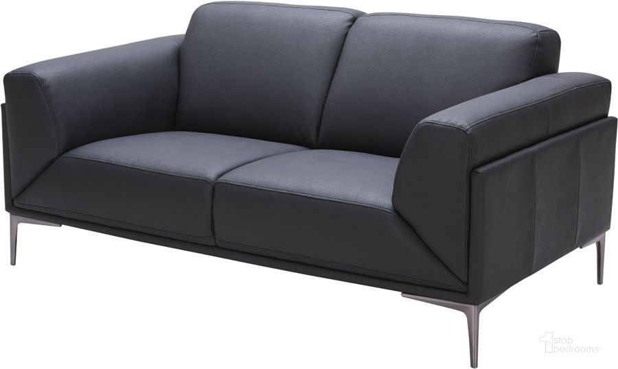 The appearance of Knight Black Leather Loveseat designed by J&M in the modern / contemporary interior design. This black piece of furniture  was selected by 1StopBedrooms from Knight Collection to add a touch of cosiness and style into your home. Sku: 18249-L. Material: Leather. Product Type: Loveseat. Image1