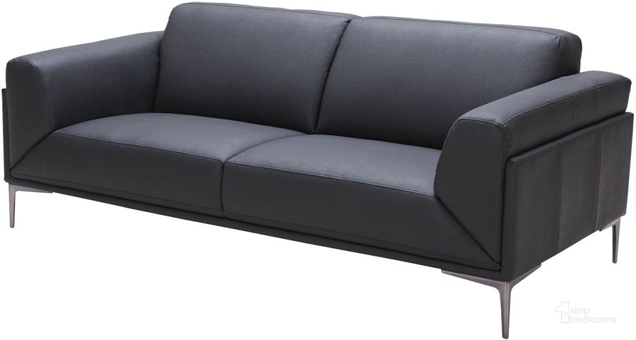 The appearance of Knight Black Leather Sofa designed by J&M in the modern / contemporary interior design. This black piece of furniture  was selected by 1StopBedrooms from Knight Collection to add a touch of cosiness and style into your home. Sku: 18249-S. Material: Leather. Product Type: Leather Sofa. Image1