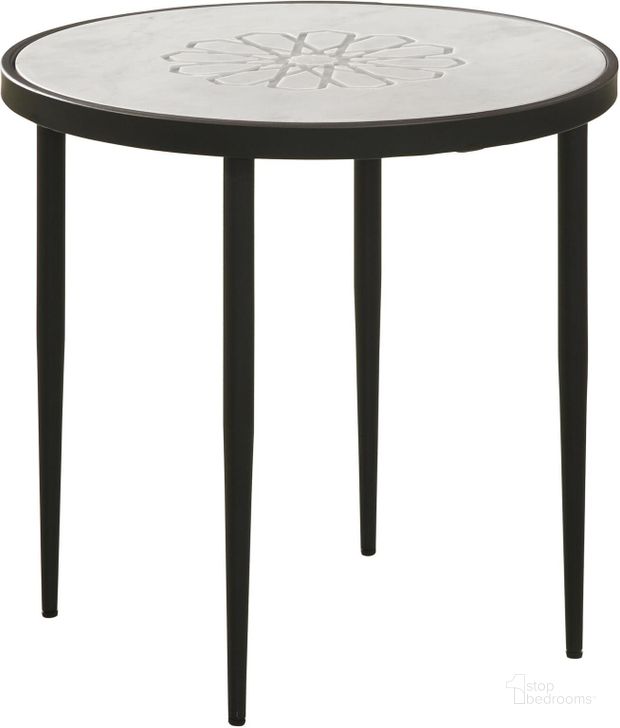 The appearance of Kofi Round Marble Top Side Table In White and Black designed by Coaster in the coastal interior design. This white and black piece of furniture  was selected by 1StopBedrooms from Kofi Collection to add a touch of cosiness and style into your home. Sku: 930166. Material: Metal. Product Type: Side Table. Image1
