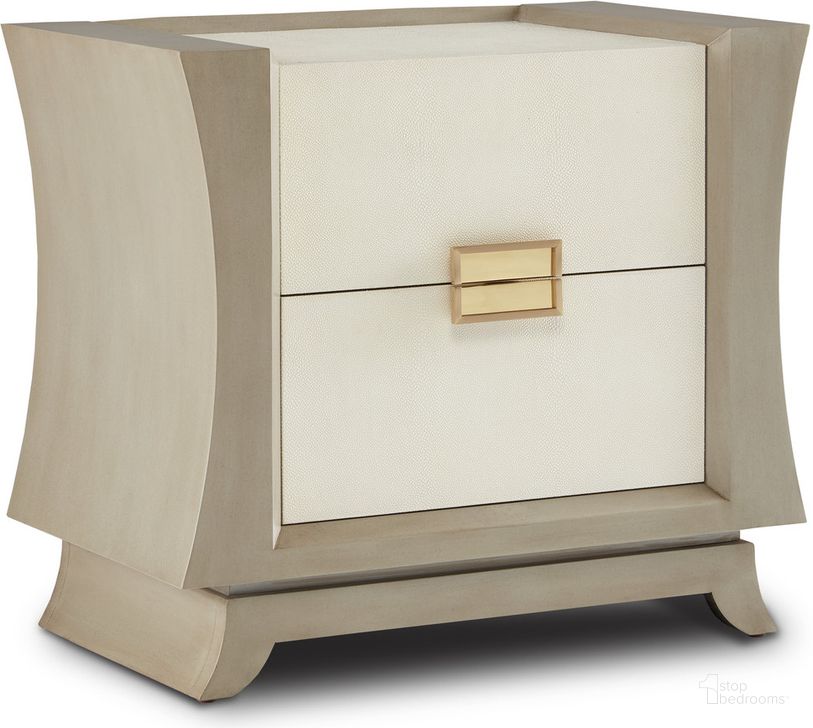 The appearance of Koji Cream Nightstand designed by Currey & Company in the modern / contemporary interior design. This cream piece of furniture  was selected by 1StopBedrooms from Barry Goralnick Collection to add a touch of cosiness and style into your home. Sku: 3000-0211. Material: Wood. Product Type: Nightstand. Image1