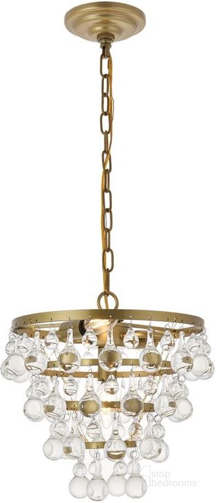 The appearance of Kora 3 Light Brass Pendant designed by Elegant Lighting in the transitional interior design. This brass piece of furniture  was selected by 1StopBedrooms from Kora Collection to add a touch of cosiness and style into your home. Sku: LD5016D13BR. Product Type: Pendant Lighting. Material: Iron. Image1