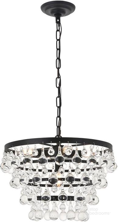 The appearance of Kora 5 Light Black Pendant designed by Elegant Lighting in the transitional interior design. This black piece of furniture  was selected by 1StopBedrooms from Kora Collection to add a touch of cosiness and style into your home. Sku: LD5016D17BK. Product Type: Pendant Lighting. Material: Iron. Image1