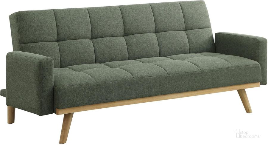 The appearance of Kourtney Upholstered Track Arms Covertible Sofa Bed In Sage Green designed by Coaster in the modern / contemporary interior design. This sage green piece of furniture  was selected by 1StopBedrooms from Kourtney Collection to add a touch of cosiness and style into your home. Sku: 360127. Material: Upholstered. Product Type: Sofa Bed. Image1