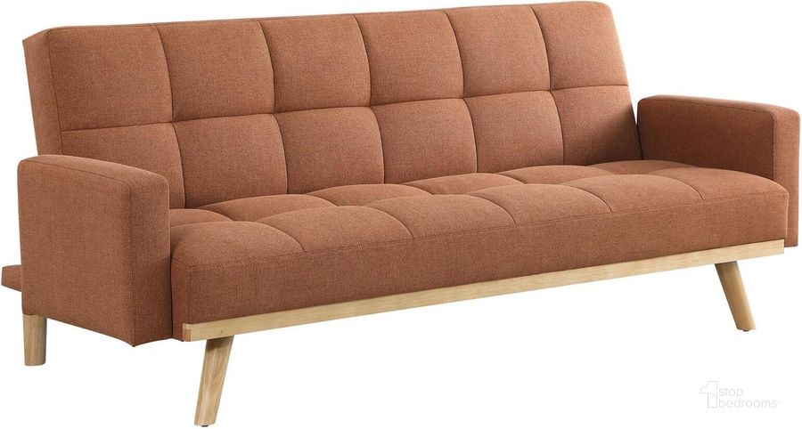 The appearance of Kourtney Upholstered Track Arms Covertible Sofa Bed In Terracotta designed by Coaster in the modern / contemporary interior design. This terracotta piece of furniture  was selected by 1StopBedrooms from Kourtney Collection to add a touch of cosiness and style into your home. Sku: 360126. Material: Upholstered. Product Type: Sofa Bed. Image1