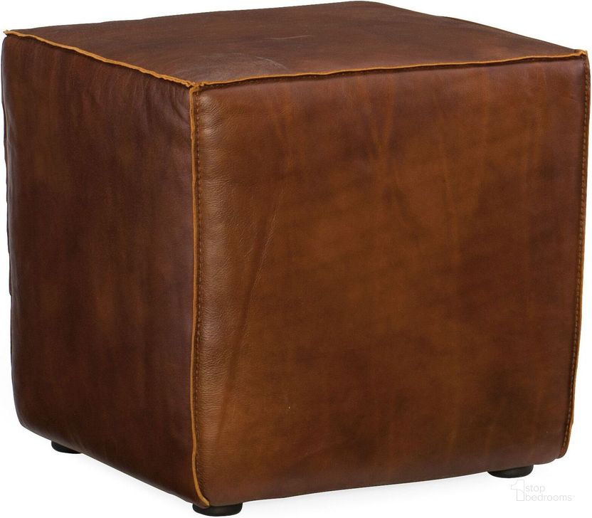 The appearance of Quebert Old English Saddle Leather Cube Ottoman designed by Hooker in the transitional interior design. This brown piece of furniture  was selected by 1StopBedrooms from Quebert Collection to add a touch of cosiness and style into your home. Sku: CO393-087. Material: Leather. Product Type: Ottoman. Image1
