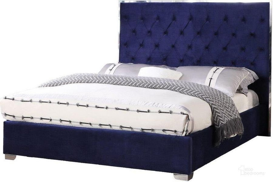 The appearance of Kressa Velour Fabric Tufted California King Platform Bed In Blue designed by Best Master Furniture in the modern / contemporary interior design. This blue piece of furniture  was selected by 1StopBedrooms from Kressa Collection to add a touch of cosiness and style into your home. Sku: 1520BCK. Bed Type: Platform Bed. Material: Upholstered. Product Type: Platform Bed. Bed Size: California King. Image1