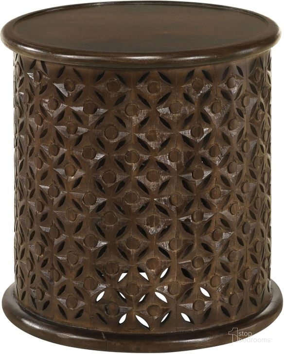 The appearance of Krish 18-Inch Round Accent Table In Dark Brown designed by Coaster in the rustic / southwestern interior design. This dark brown piece of furniture  was selected by 1StopBedrooms from Krish Collection to add a touch of cosiness and style into your home. Sku: 936143. Material: Wood. Product Type: Accent Table. Image1