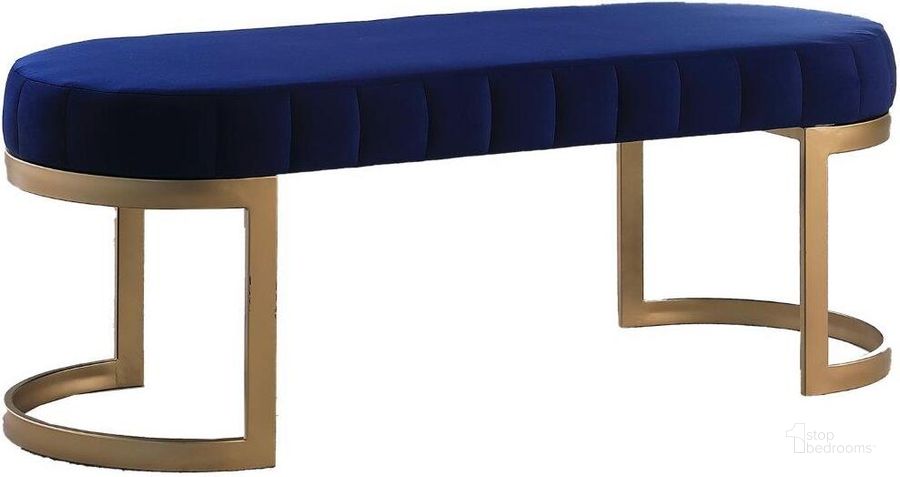 The appearance of Krista Velvet Glam Accent Bench In Blue designed by Best Master Furniture in the modern / contemporary interior design. This blue piece of furniture  was selected by 1StopBedrooms from Krista Collection to add a touch of cosiness and style into your home. Sku: JJ024VBL. Product Type: Accent and Storage Bench. Material: Velvet. Image1