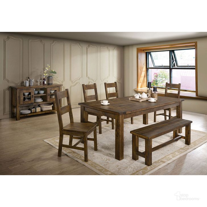 The appearance of Kristen Dining Table In Rustic Oak designed by Furniture of America in the rustic / southwestern interior design. This rustic oak piece of furniture  was selected by 1StopBedrooms from Kristen Collection to add a touch of cosiness and style into your home. Sku: CM3060T. Table Base Style: Legs. Material: Wood. Product Type: Dining Table. Table Top Shape: Rectangular. Size: 39". Image1