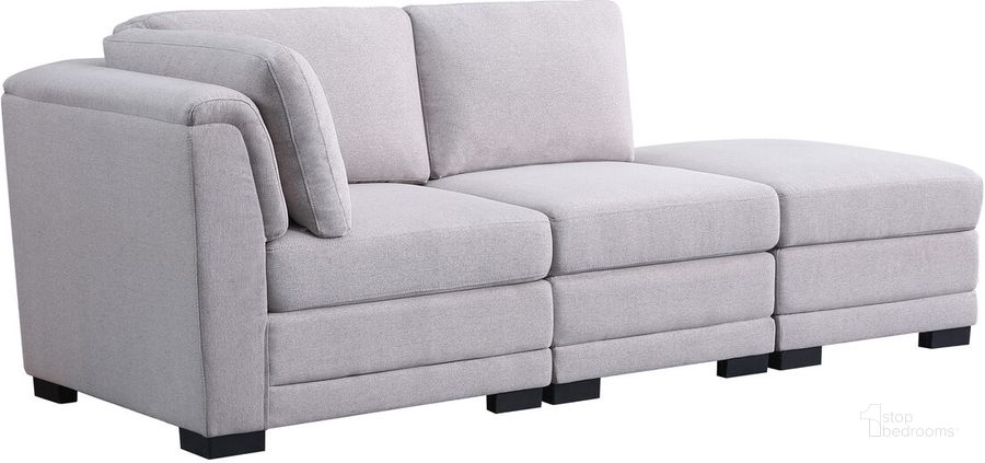 The appearance of Kristin Light Gray Linen Fabric Reversible Sofa With Ottoman 88020-8A designed by Lilola Home in the modern / contemporary interior design. This light gray piece of furniture  was selected by 1StopBedrooms from Kristin Collection to add a touch of cosiness and style into your home. Sku: 88020-8A. Material: Fabric. Product Type: Sofa. Image1