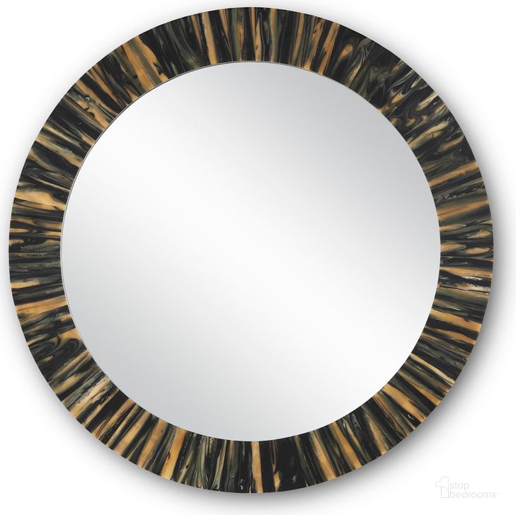 The appearance of Kuna Small Round Mirror In Black designed by Currey & Company in the modern / contemporary interior design. This black piece of furniture  was selected by 1StopBedrooms from Kuna Collection to add a touch of cosiness and style into your home. Sku: 1000-0123. Material: Wood. Product Type: Accent Mirror. Image1