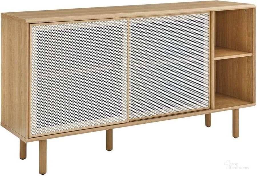 The appearance of Kurtis 59 Inch Sideboard In Oak designed by Modway in the modern / contemporary interior design. This oak piece of furniture  was selected by 1StopBedrooms from Kurtis Collection to add a touch of cosiness and style into your home. Sku: EEI-6235-OAK. Material: Metal. Product Type: Sideboard. Image1