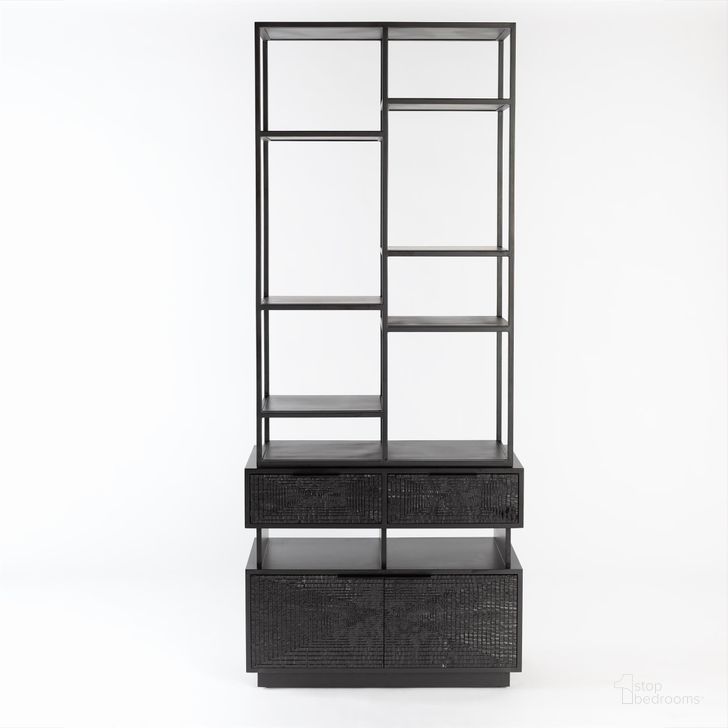The appearance of Kyoto Etagere In Black designed by Global Views in the modern / contemporary interior design. This black piece of furniture  was selected by 1StopBedrooms from Kyoto Collection to add a touch of cosiness and style into your home. Sku: 7.20219. Product Type: Etagere. Material: Iron. Image1