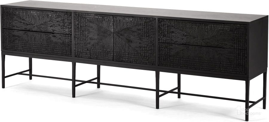 The appearance of Kyoto Media Cabinet In Black designed by Global Views in the modern / contemporary interior design. This black piece of furniture  was selected by 1StopBedrooms from Kyoto Collection to add a touch of cosiness and style into your home. Sku: 7.20152. Material: Metal. Product Type: Media Unit. Image1