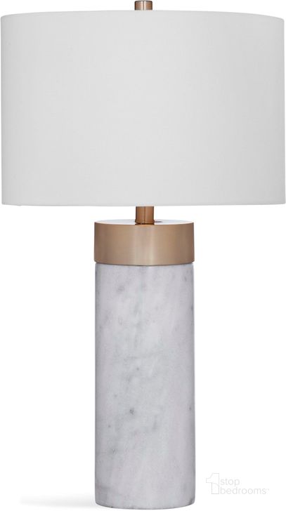 The appearance of Metro White and Brown Jocelyn Table Lamp designed by Bassett Mirror Company in the transitional interior design. This white piece of furniture  was selected by 1StopBedrooms from Metro Collection to add a touch of cosiness and style into your home. Sku: L3324TEC. Material: Marble. Product Type: Table Lamp.