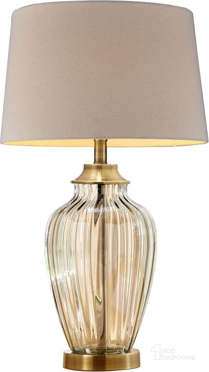 The appearance of Lee 28.5" Polished Table Lamp designed by Furniture of America in the modern / contemporary interior design. This brown piece of furniture  was selected by 1StopBedrooms from Lee Collection to add a touch of cosiness and style into your home. Sku: L9713. Material: Glass. Product Type: Table Lamp. Image1
