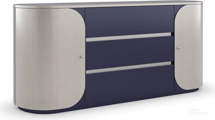 The appearance of Caracole Modern La Moda Da Vita Dresser designed by Caracole in the transitional interior design. This blue piece of furniture  was selected by 1StopBedrooms from La Moda Collection to add a touch of cosiness and style into your home. Sku: M133-421-021. Material: Wood. Product Type: Dresser. Image1