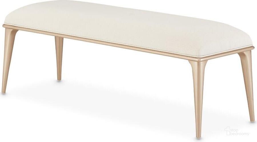The appearance of La Rachelle Bed Bench In Champagne designed by AICO in the modern / contemporary interior design. This champagne piece of furniture  was selected by 1StopBedrooms from La Rachelle Collection to add a touch of cosiness and style into your home. Sku: 9034904-136. Material: Wood. Product Type: Bedroom Bench. Image1