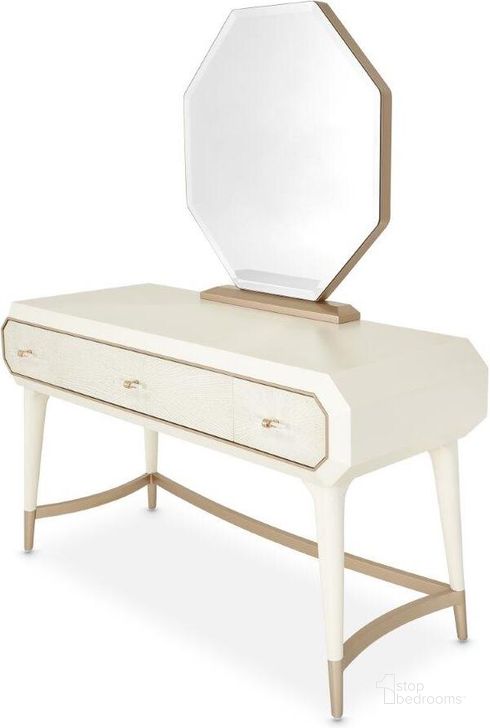 The appearance of La Rachelle Vanity with Mirror In Champagne designed by AICO in the modern / contemporary interior design. This champagne piece of furniture  was selected by 1StopBedrooms from La Rachelle Collection to add a touch of cosiness and style into your home. Sku: 9034058-136;9034068-136. Material: Wood. Product Type: Vanity Mirror.