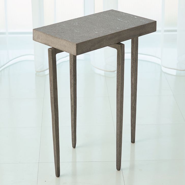 The appearance of Laforge Accent Table In Natural Iron With Flamed Granite Top designed by Global Views in the modern / contemporary interior design. This gray piece of furniture  was selected by 1StopBedrooms from Laforge Collection to add a touch of cosiness and style into your home. Sku: 7.90858. Product Type: Accent Table. Material: Iron. Image1