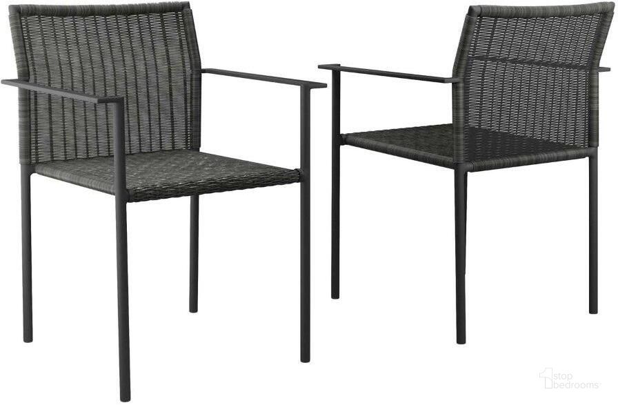 The appearance of Lagoon Charcoal Outdoor Patio Dining Arm Chairs Set Of 2 designed by Modway in the modern / contemporary interior design. This charcoal piece of furniture  was selected by 1StopBedrooms from Lagoon Collection to add a touch of cosiness and style into your home. Sku: EEI-5041-CHA. Product Type: Outdoor Dining Chair. Material: Stainless Steel. Image1