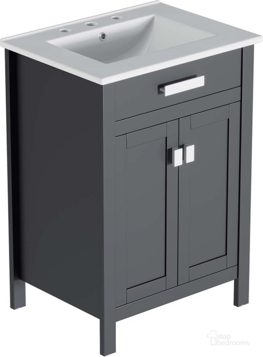 The appearance of Laguna 24 Inch Bathroom Vanity In Gray and White designed by Modway in the modern / contemporary interior design. This gray and white piece of furniture  was selected by 1StopBedrooms from Laguna Collection to add a touch of cosiness and style into your home. Sku: EEI-5154-GRY-WHI. Material: Ceramic. Product Type: Bathroom Vanity. Image1