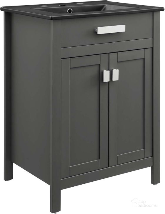 The appearance of Laguna 24 Inch Bathroom Vanity designed by Modway in the modern / contemporary interior design. This gray black piece of furniture  was selected by 1StopBedrooms from Laguna Collection to add a touch of cosiness and style into your home. Sku: EEI-5365-GRY-BLK. Material: MDF. Product Type: Bathroom Vanity. Image1