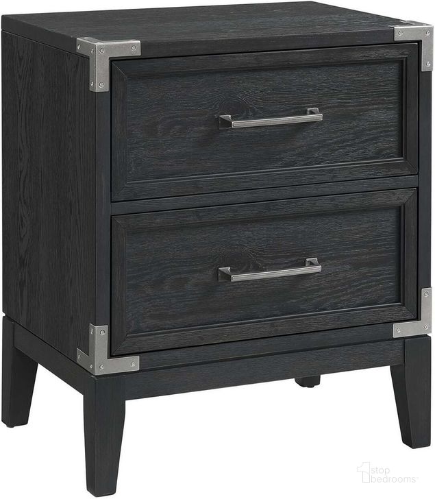 The appearance of Laguna Bedroom Weathered Steel 2 Drawer Nightstand designed by Intercon in the transitional interior design. This silver piece of furniture  was selected by 1StopBedrooms from Laguna Bedroom Collection to add a touch of cosiness and style into your home. Sku: LG-BR-2402-WST-C. Product Type: Nightstand. Image1