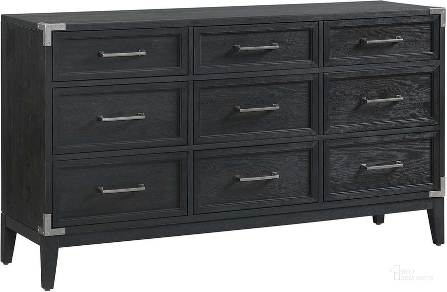 The appearance of Laguna Bedroom Weathered Steel 9 Drawer Dresser designed by Intercon in the transitional interior design. This silver piece of furniture  was selected by 1StopBedrooms from Laguna Bedroom Collection to add a touch of cosiness and style into your home. Sku: LG-BR-2409-WST-C. Product Type: Dresser. Image1
