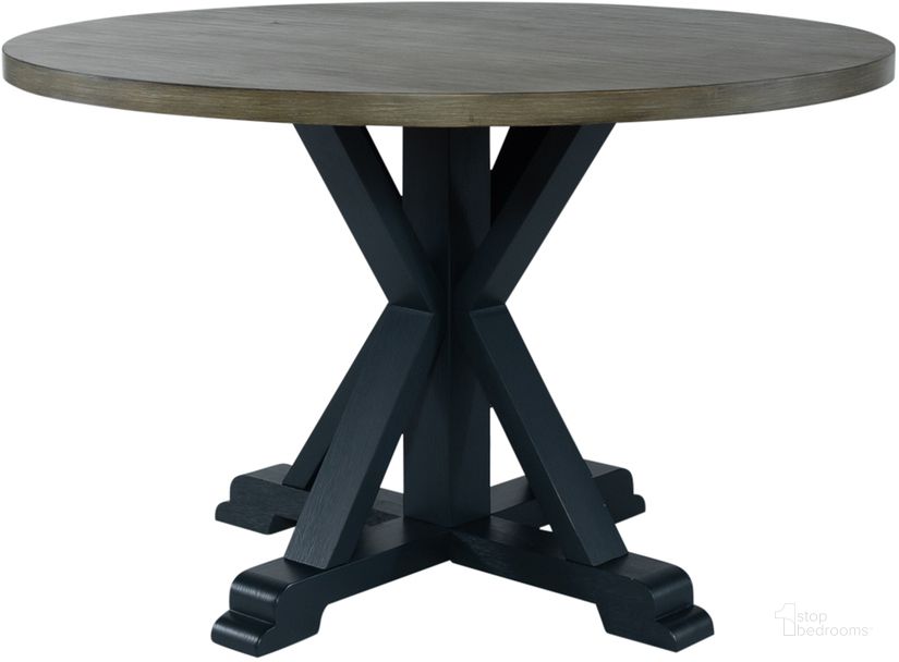 The appearance of Lakeshore Dining Table (Navy) designed by Liberty in the transitional interior design. This navy piece of furniture  was selected by 1StopBedrooms from Lakeshore Collection to add a touch of cosiness and style into your home. Sku: 519NY-T4848. Table Base Style: Trestle. Table Top Shape: Round. Product Type: Dining Table. Material: Rubberwood. Size: 48". Image1
