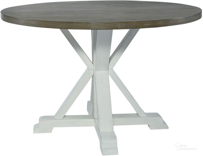 The appearance of Lakeshore Dining Table (White) designed by Liberty in the transitional interior design. This white piece of furniture  was selected by 1StopBedrooms from Lakeshore Collection to add a touch of cosiness and style into your home. Sku: 519WH-T4848. Table Base Style: Trestle. Table Top Shape: Round. Product Type: Dining Table. Material: Rubberwood. Size: 48". Image1